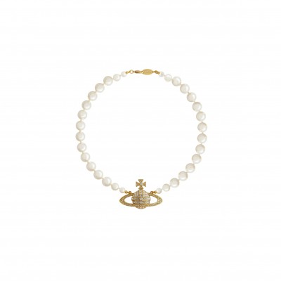 VIVIENNE WESTWOOD ONE ROW PEARL CHOKER NECKLACE 